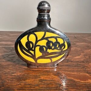 Pure Sterling Silver 1000 overlay antique perfume bottle with flower design